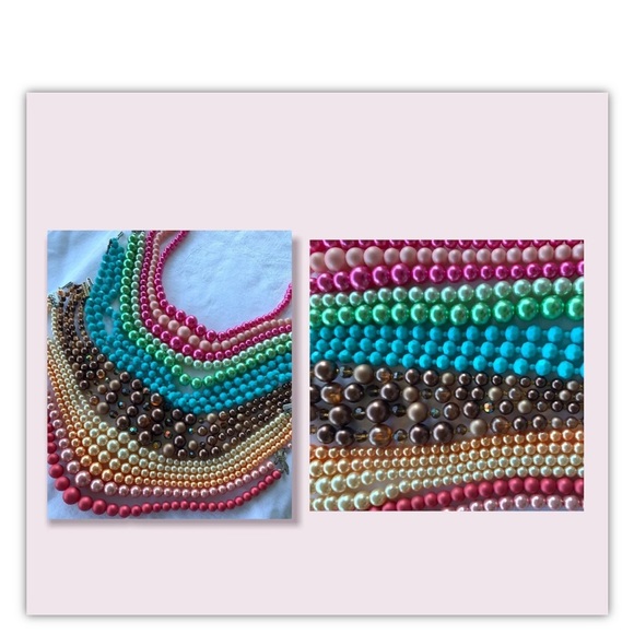 Multi Strand Beaded Necklaces Colourful Vintage Adjustable Choker Lot - Picture 9 of 11